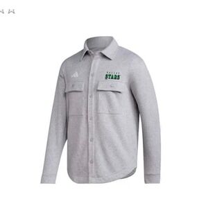 Adidas Dallas Stars NHL Grey Fleece Snap Front Shirt Jacket Mens Medium